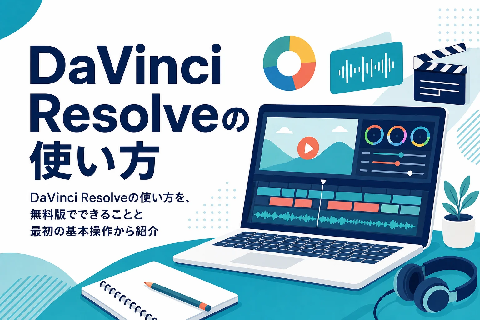 DaVinci Resolveの使い方を、無料版でできることと最初に覚える基本操作から紹介する記事のアイキャッチ