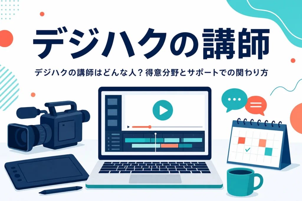 デジハクの講師の得意分野とサポートでの関わり方を紹介する記事のアイキャッチ