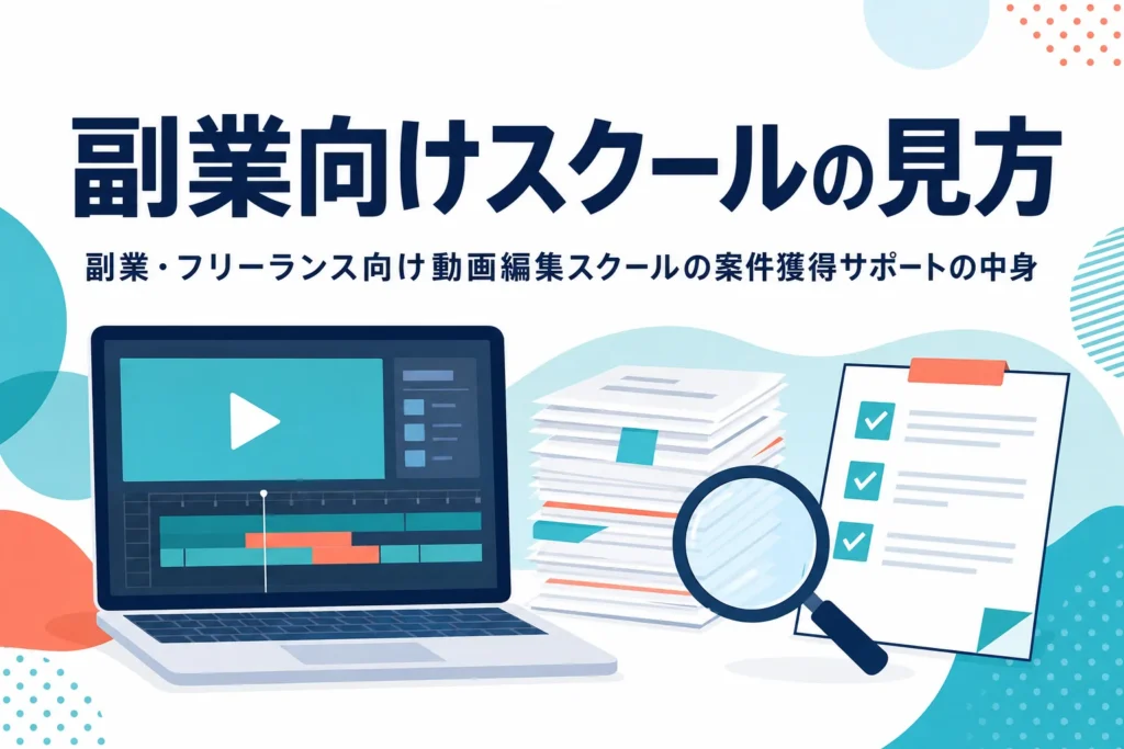 副業・フリーランス向け動画編集スクールの案件獲得サポートの中身を紹介する記事のアイキャッチ