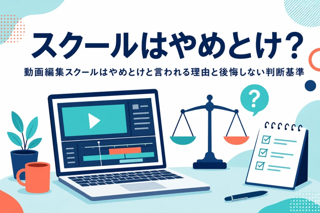 動画編集スクールはやめとけ・無駄と言われる理由と、後悔しないための判断基準を紹介する記事のアイキャッチ